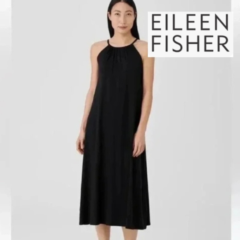 Eileen Fisher Fine Jersey Full Length Jersey Halter Dress ,GL1333